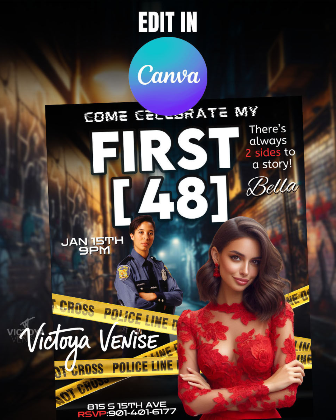 First 48 Themed Birthday Flyer Template