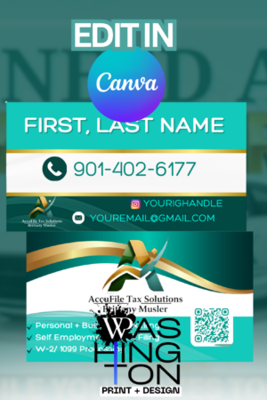 Tax Business Card Canva Template